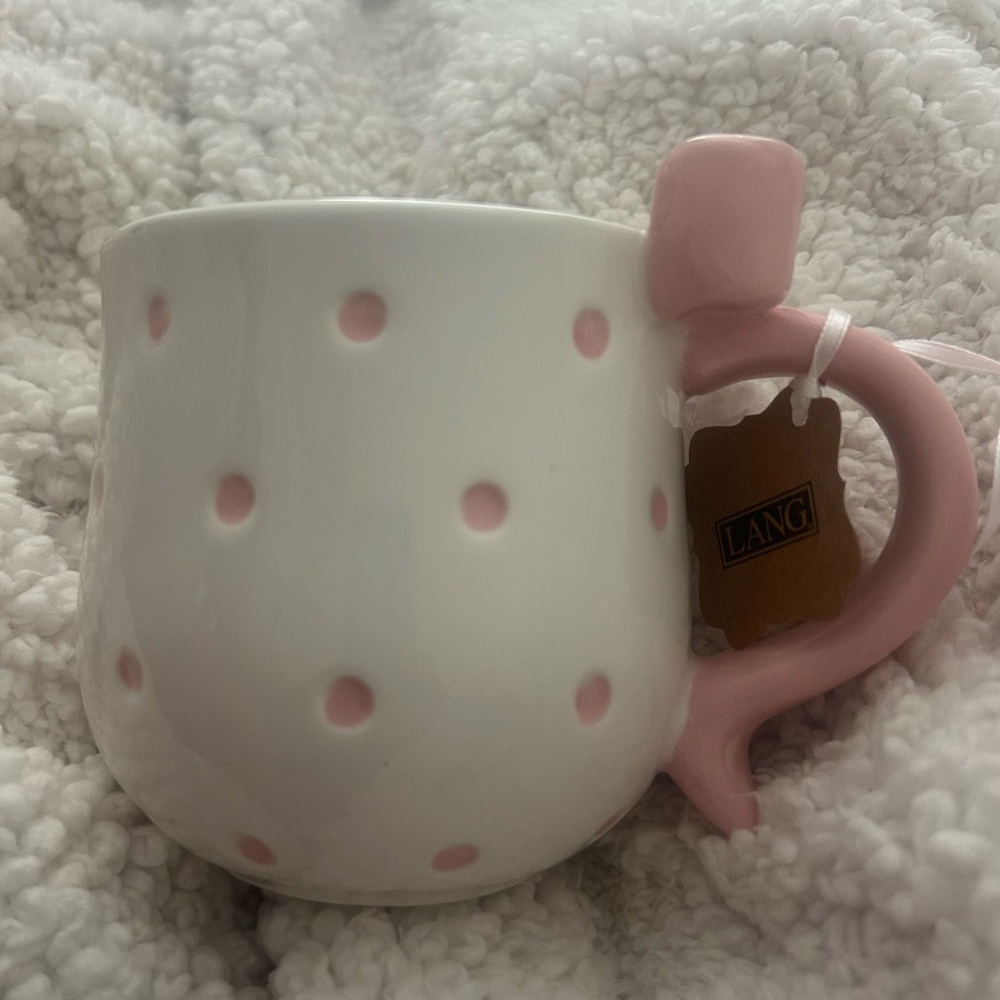 LANG ceramic bow mug NWT